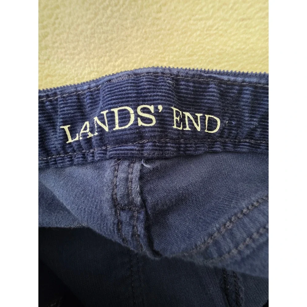 Lands End Womens Navy Corduroy Pants Petite 10 Straight Leg Stretch Fit 2 Blue